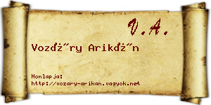 Vozáry Arikán névjegykártya